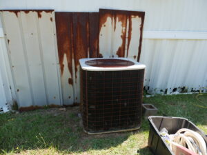 An old and broken AC unit