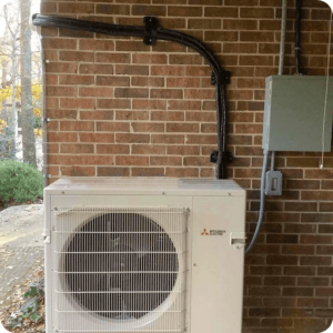 Blue Ridge Heating & Air ductless mini split installed on exterior wall in Greer, SC
